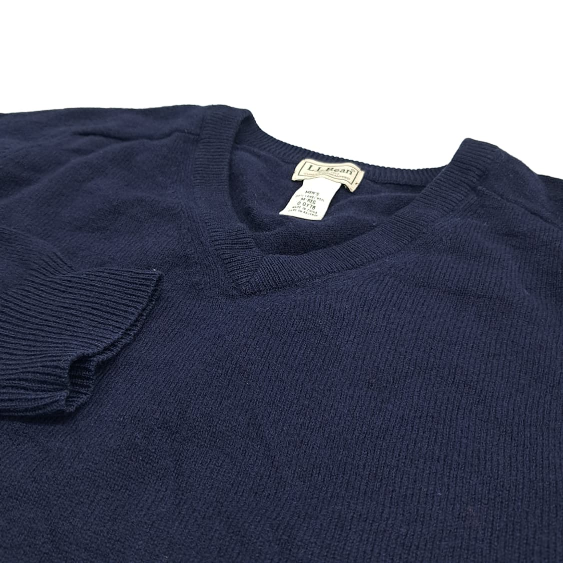CN458 M 엘엘빈 다크네이비 V넥 램스울 긴팔 니트 스웨터 상품이미지5
