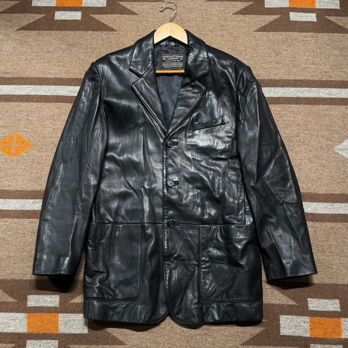 지오다노 00s 램스킨 레더 카 코트 M 양가죽 자켓 상품이미지1