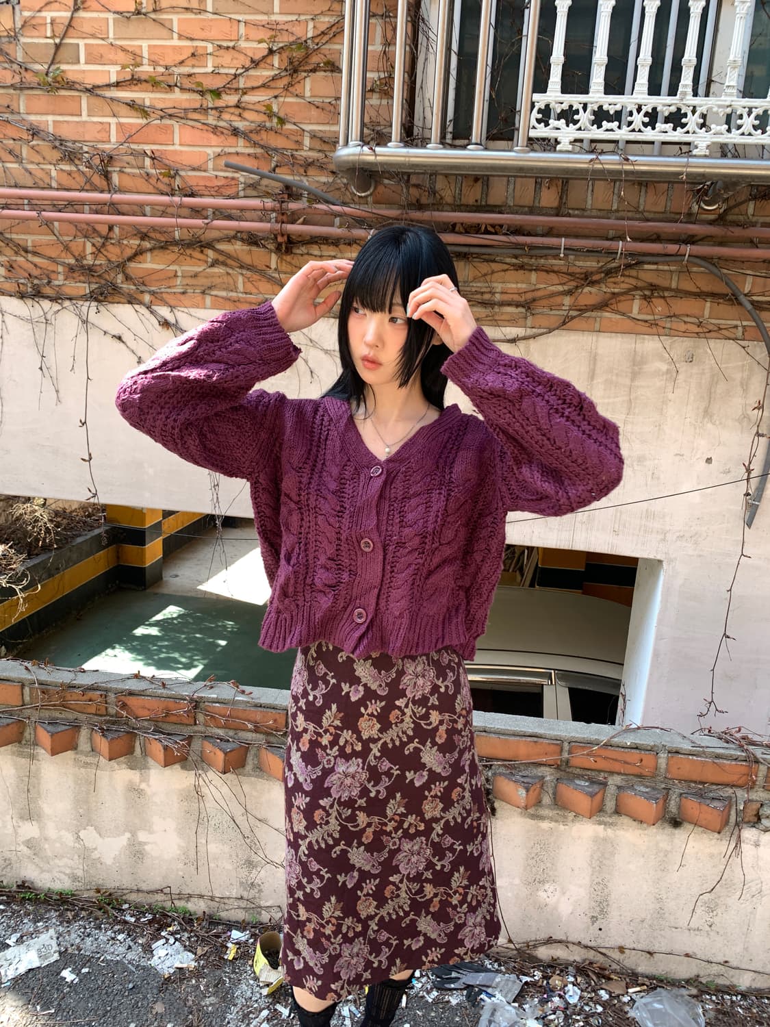 Flower long skirt(violet) 상품이미지6