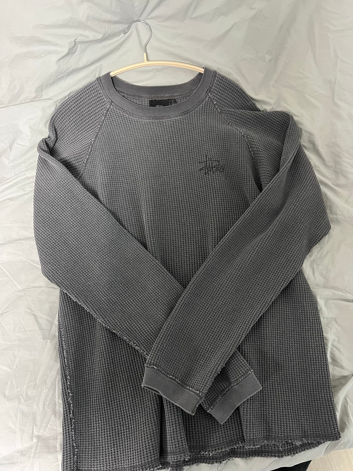 스투시 래글런 써멀 롱슬리브 크루 워시드 블랙 M 상품이미지1