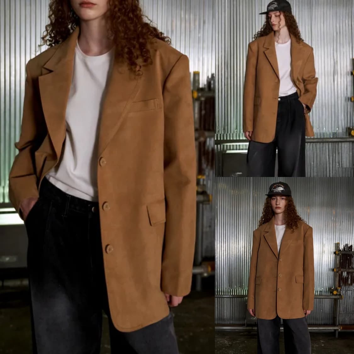 프롬웨얼 오버사이즈 스웨이드 자켓 블레이저 베이지 새상품 상품이미지4