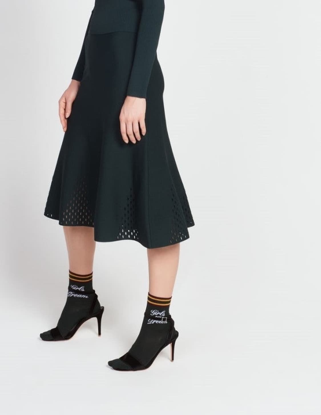 산드로 그린 니트 플레어 스커트 상품이미지2