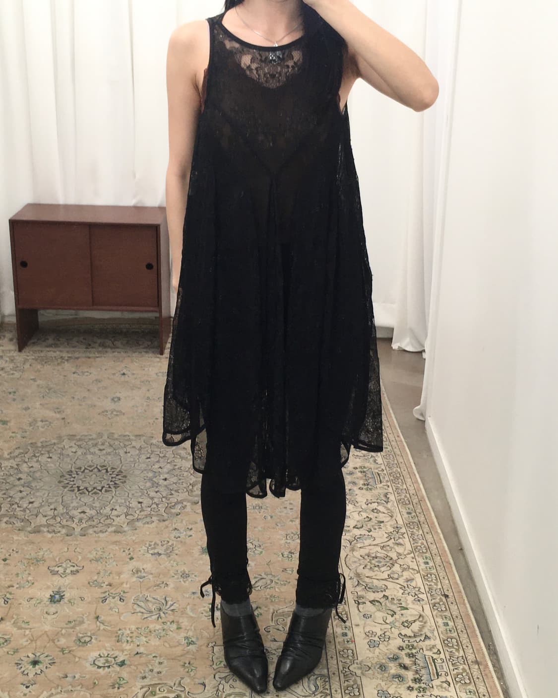 블랙 시스루 나시원피스 상품이미지1