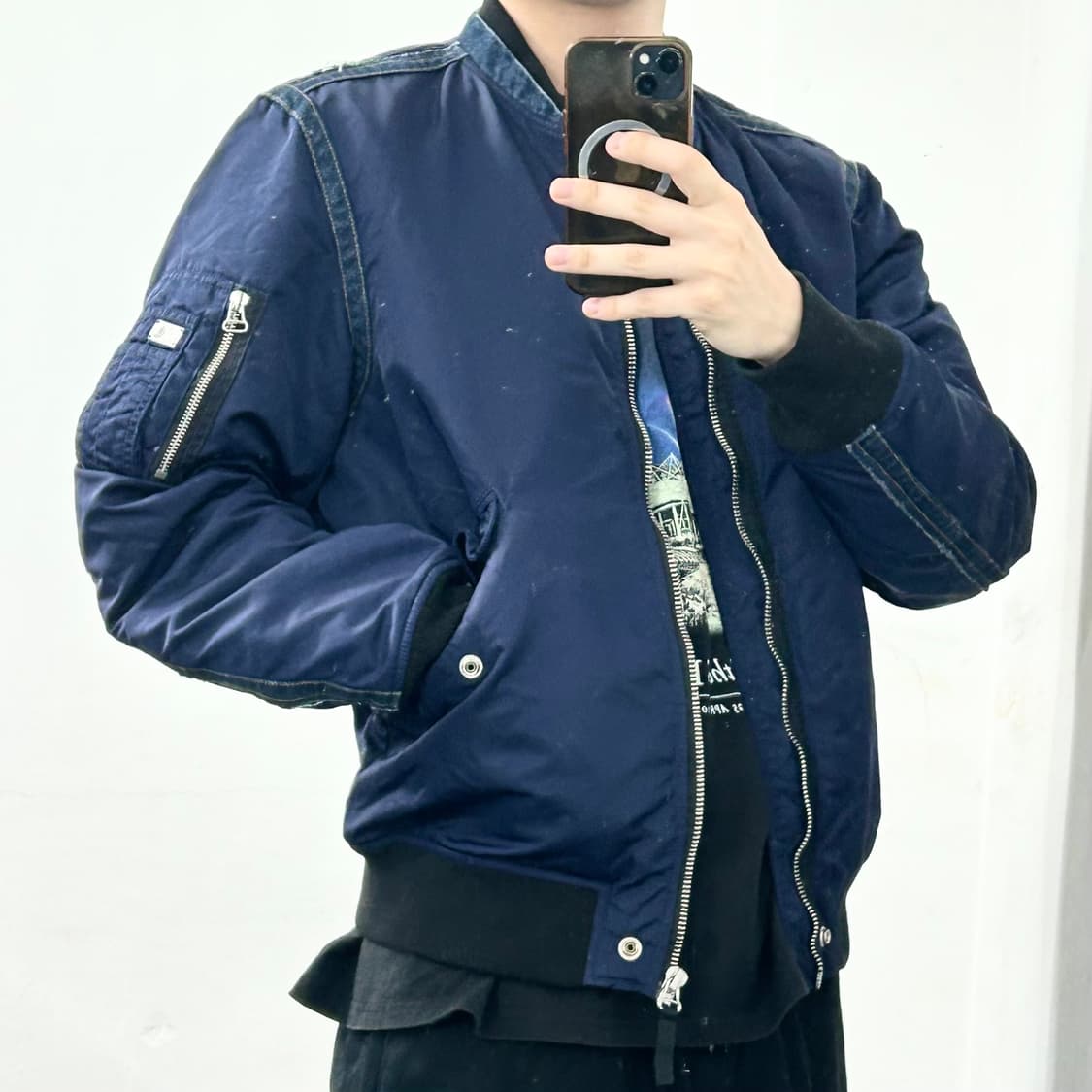 디젤 아카이브 데님 트리밍 나일론 MA-1 자켓 상품이미지3