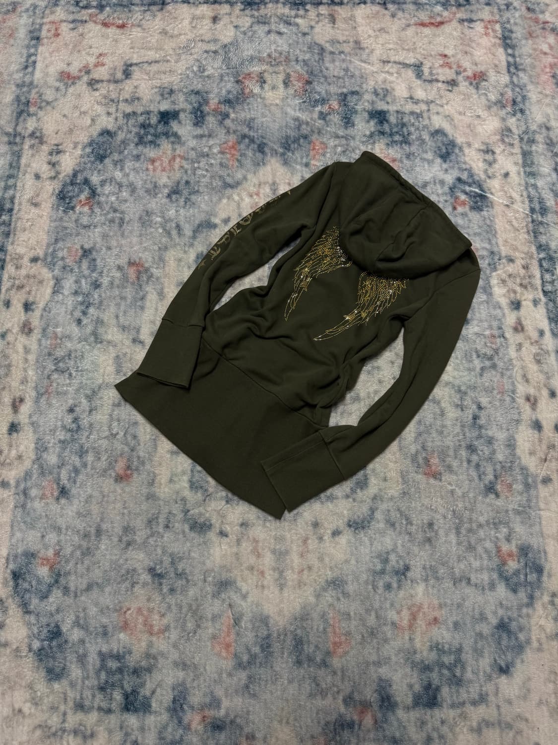 Egoist y2k khaki bizz wings hoodie 상품이미지1
