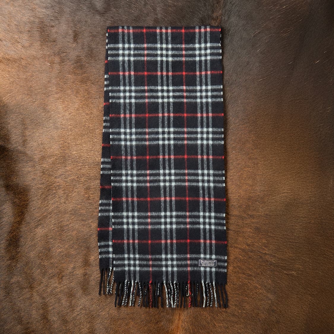 [정품] 90s 버버리 캐시미어 노바체크 머플러 네이비  상품이미지2