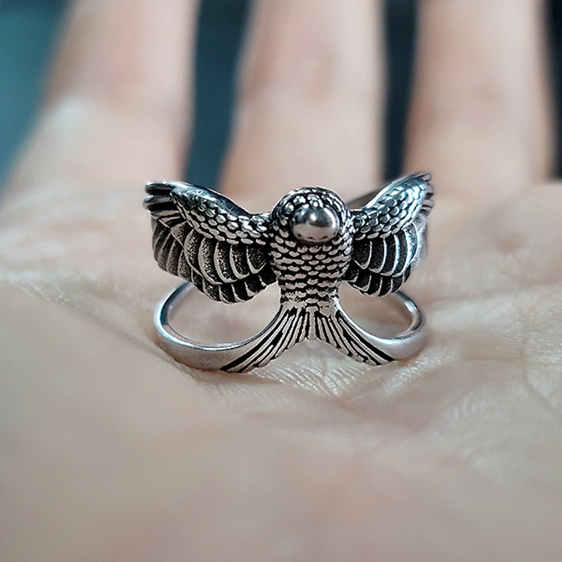 Wings of Freedom 백동 남자 엔틱 빈티지 진격의거인 반지 상품이미지5