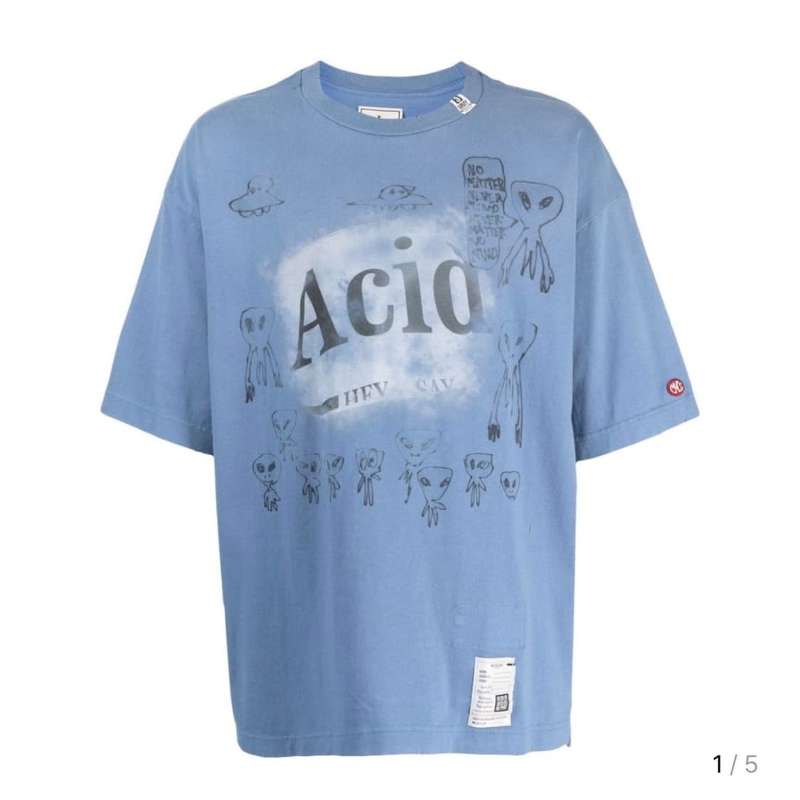 (50)미하라야스히로 디스트레스드 에시드 프린트 티셔츠 상품이미지1