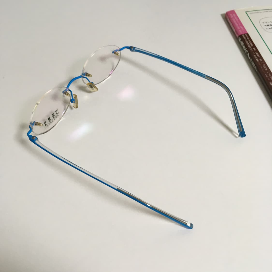 [1color] 데드스탁 빈티지 블루 림리스 무테 안경 상품이미지6