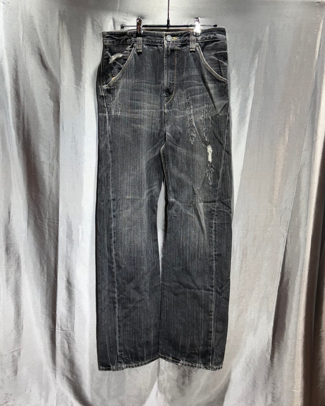 32in LEVI'S 리바이스 엔지니어드진 1999 워싱 데미지 흑청 데 상품이미지3