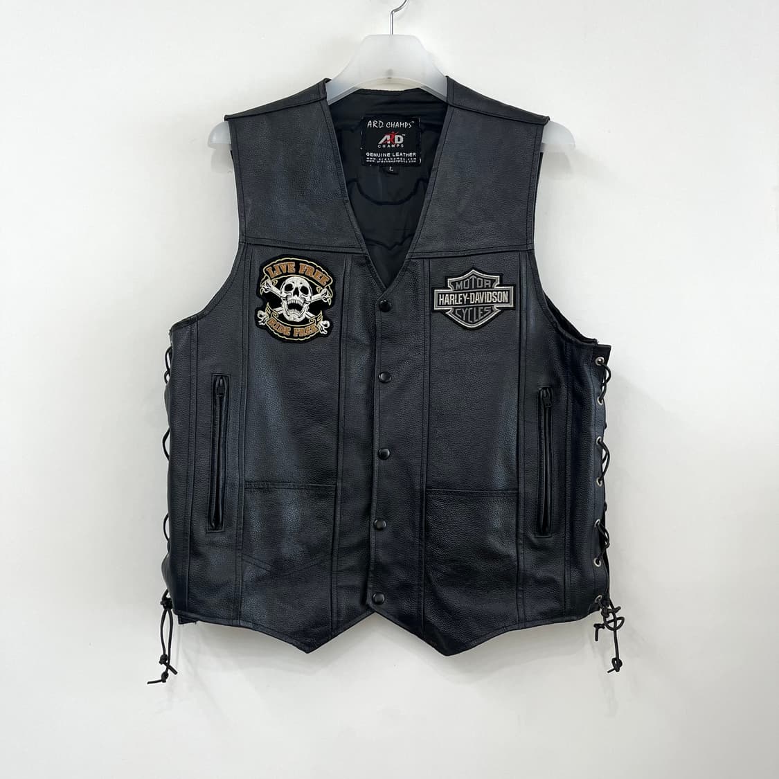 ARD Champs 할리데이비슨 패치 라이더 가죽 조끼 상품이미지1