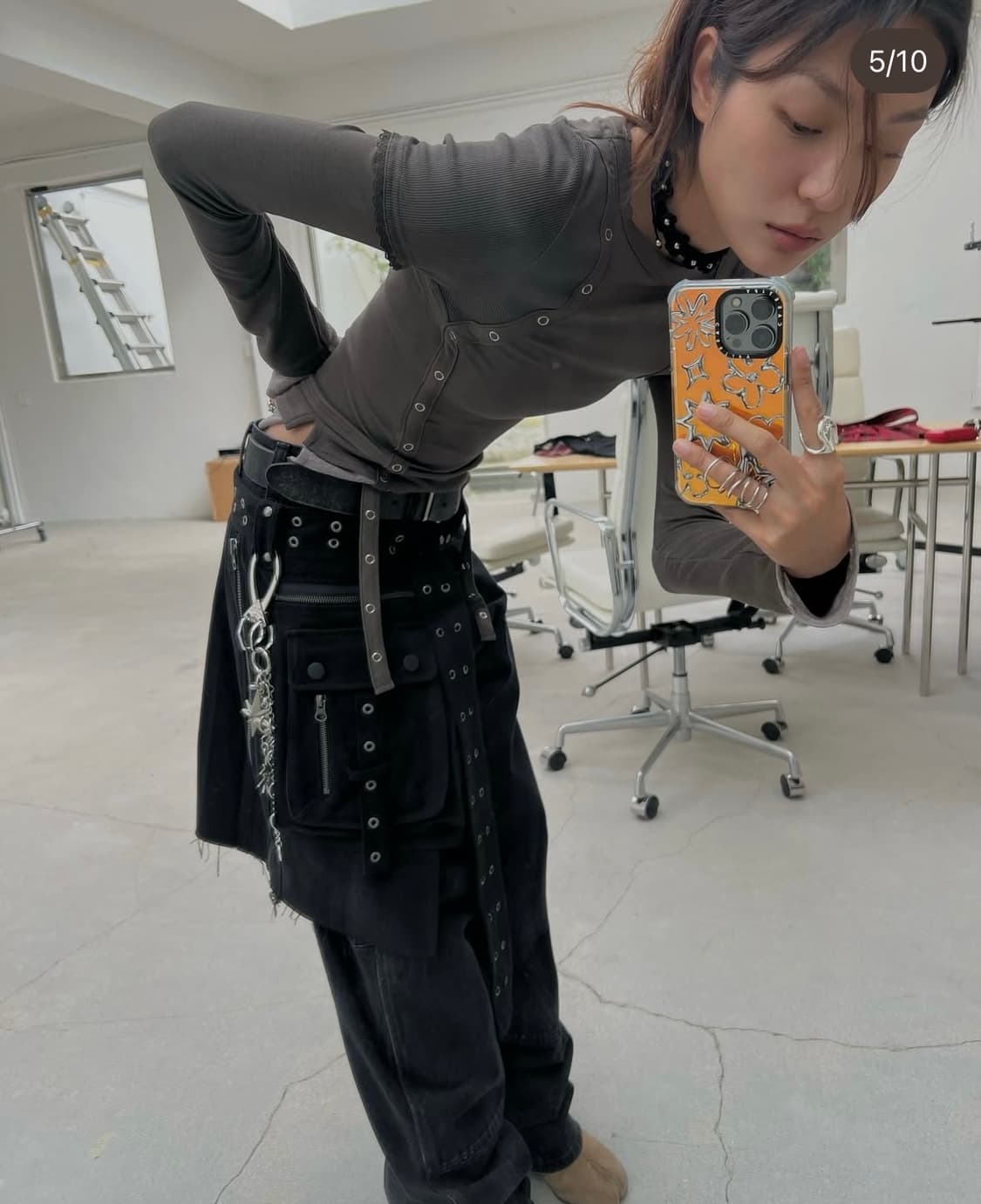 베이컨트 아카이브 바제스 레이어드 스커트 벨트 블랙 상품이미지3