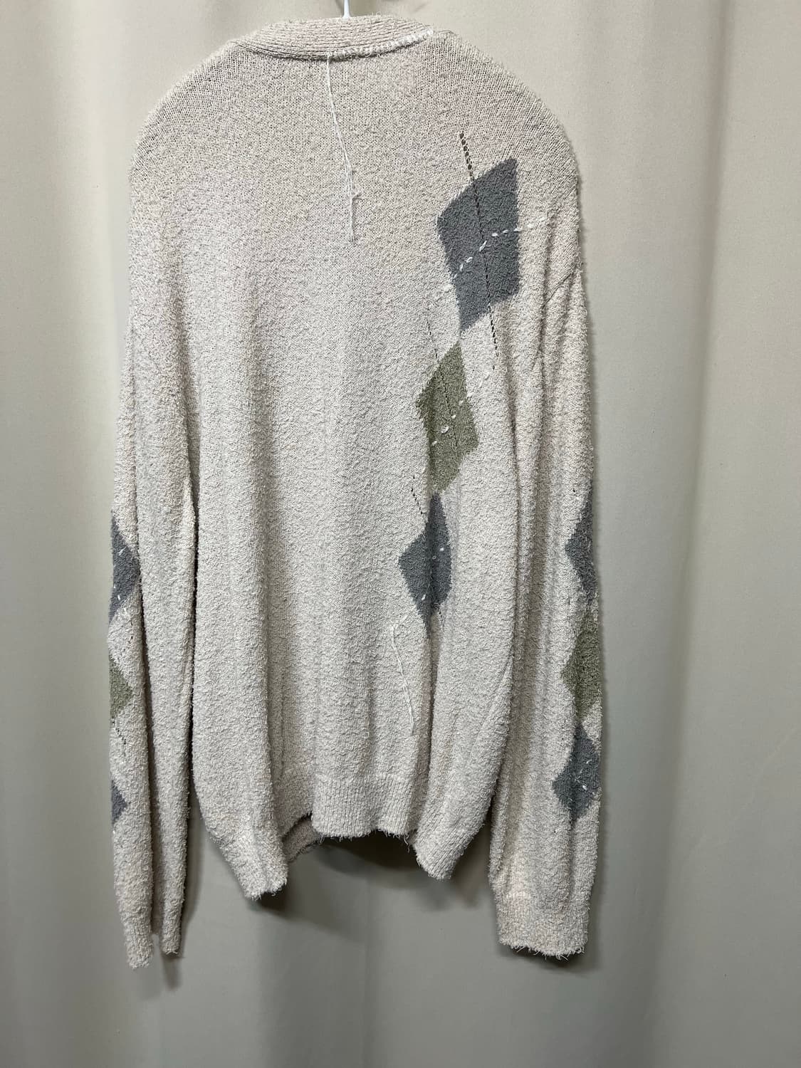 유스 아가일 핸드 스티치 니트 가디건 아이보리 L 상품이미지4