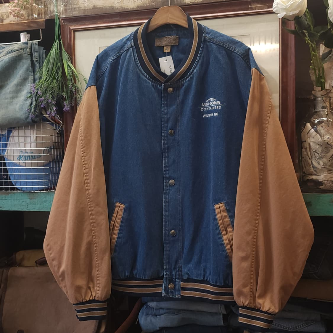 90s 빈티지 데님 바시티 자켓 블루종 봄버자켓 빅사이즈 2xl 상품이미지1