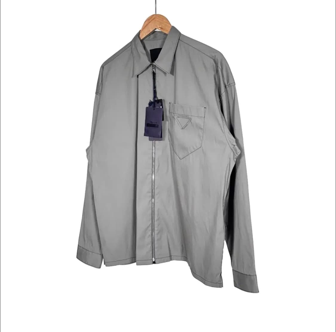 (새상품) 프라다 스트래치 코튼 셔츠 자켓 그레이 M 상품이미지3