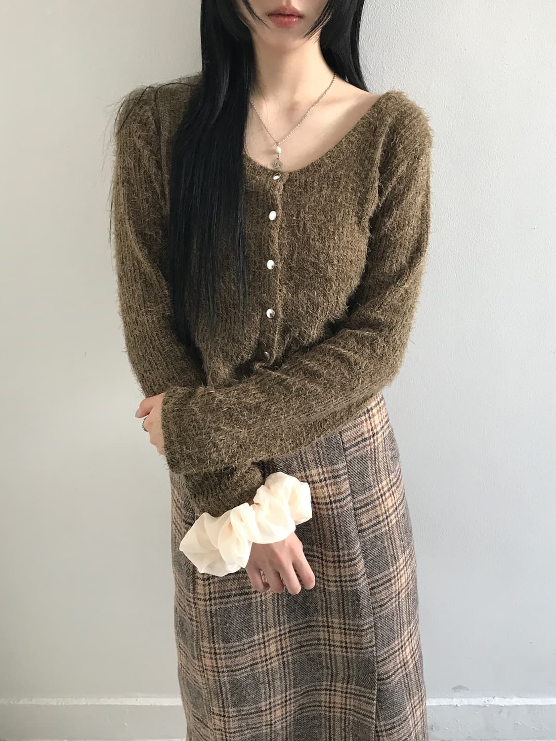 Beige fur cardigan 상품이미지2