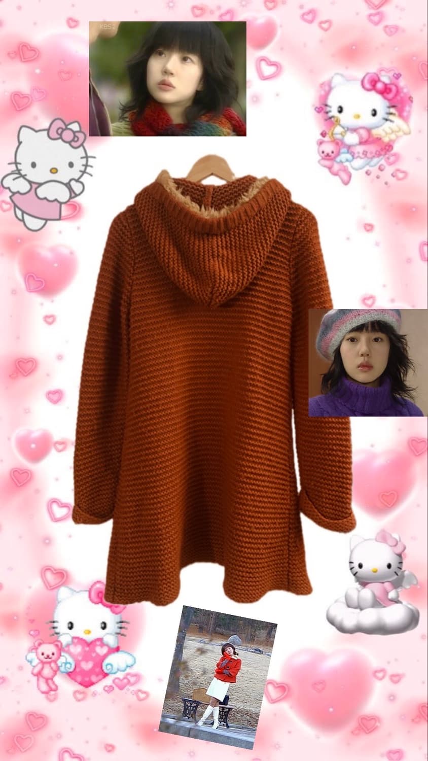 임수정st 니트 퍼 후드 롱가디건 상품이미지2