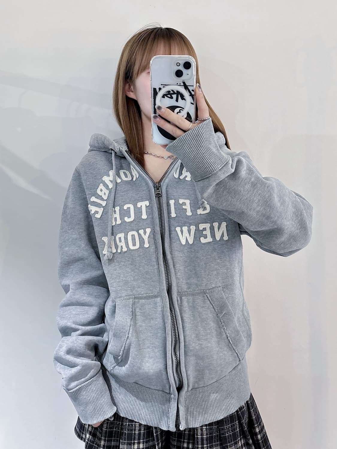 아베크롬비 빅로고 그레이 후드집업 상품이미지2