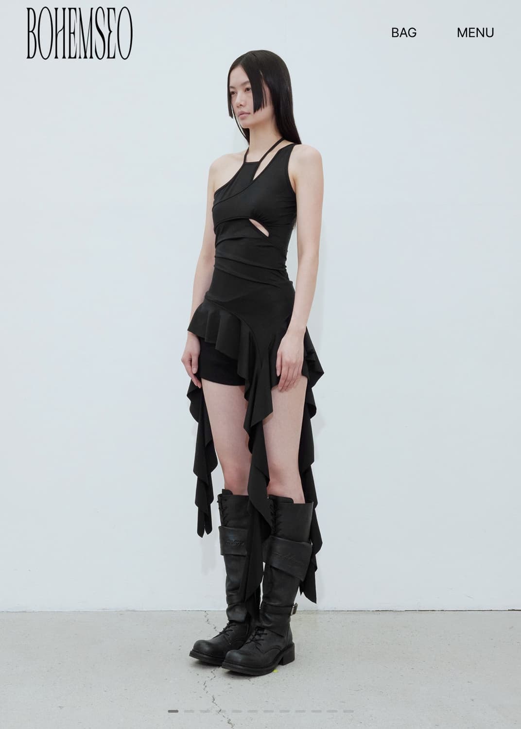 보헤미안서울 러플 미니 드레스 블랙 상품이미지1