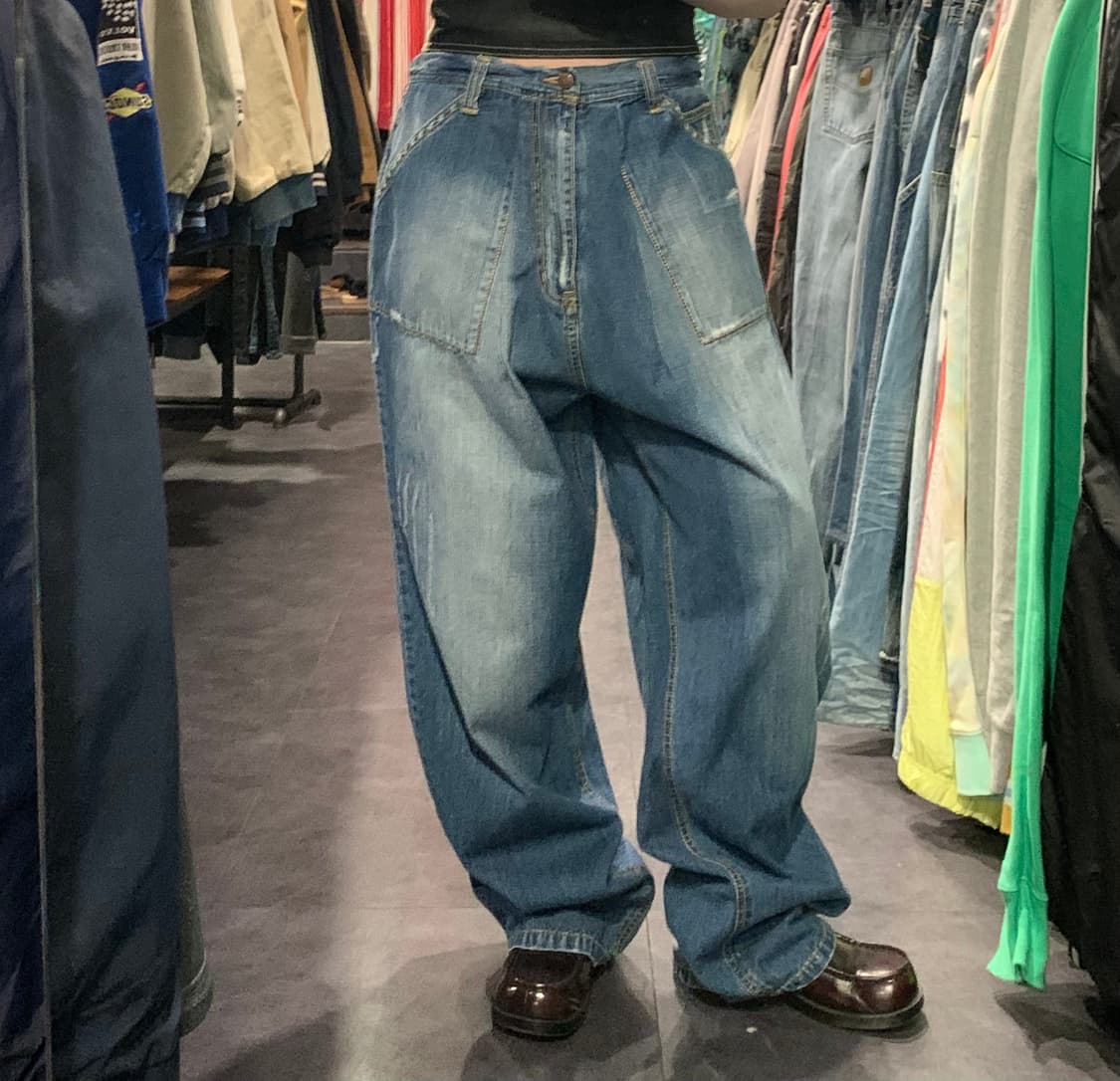 [IM] ROYALBLUE 데미지 힙합 데님 팬츠 중청 상품이미지2