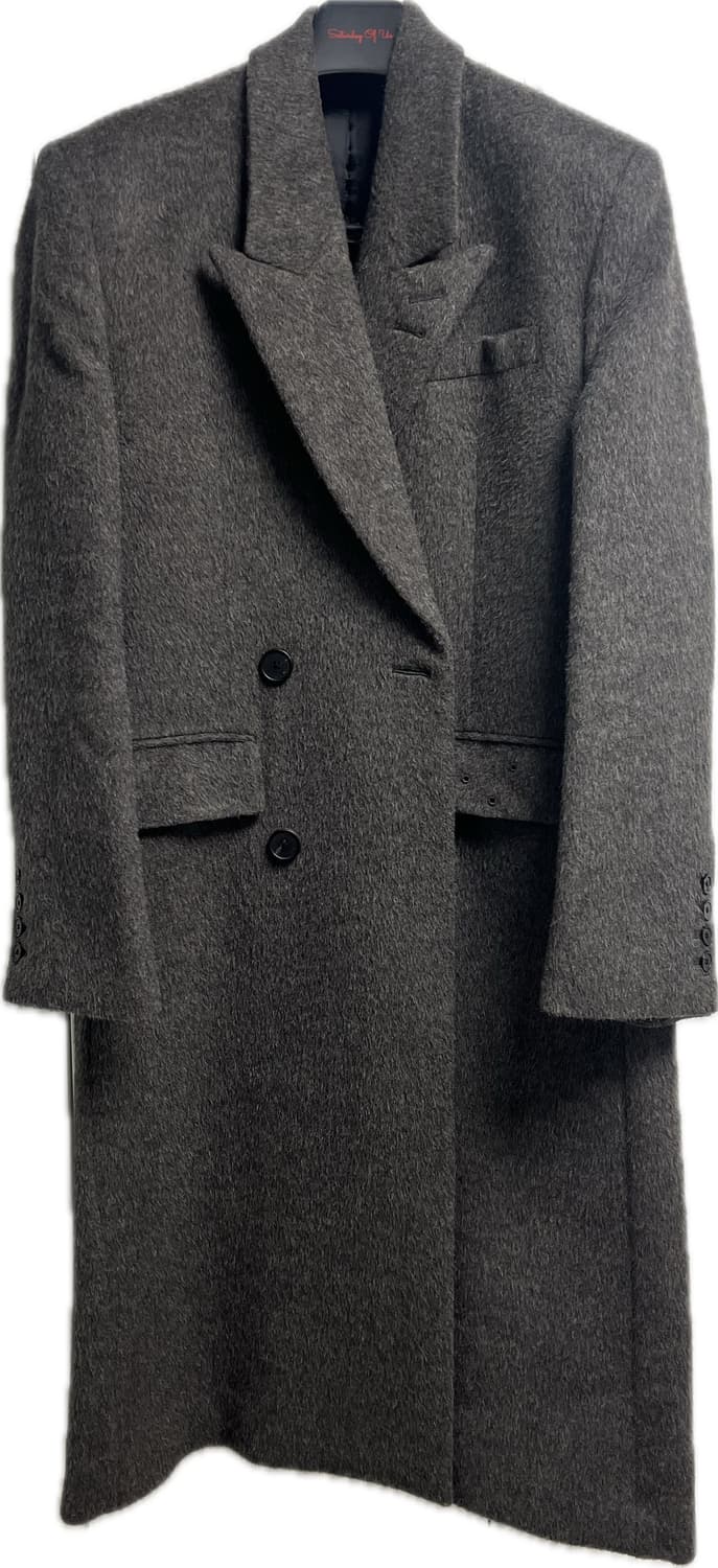 [M] STU 21FW 헤어리 하프 더블 코트 그레이 상품이미지3