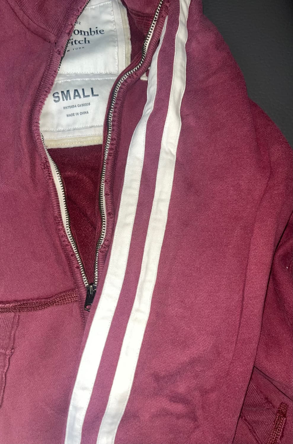 아베크롬비 버건디 집업 후디 져지 s 빈티지 희귀 양도 판매 상품이미지7