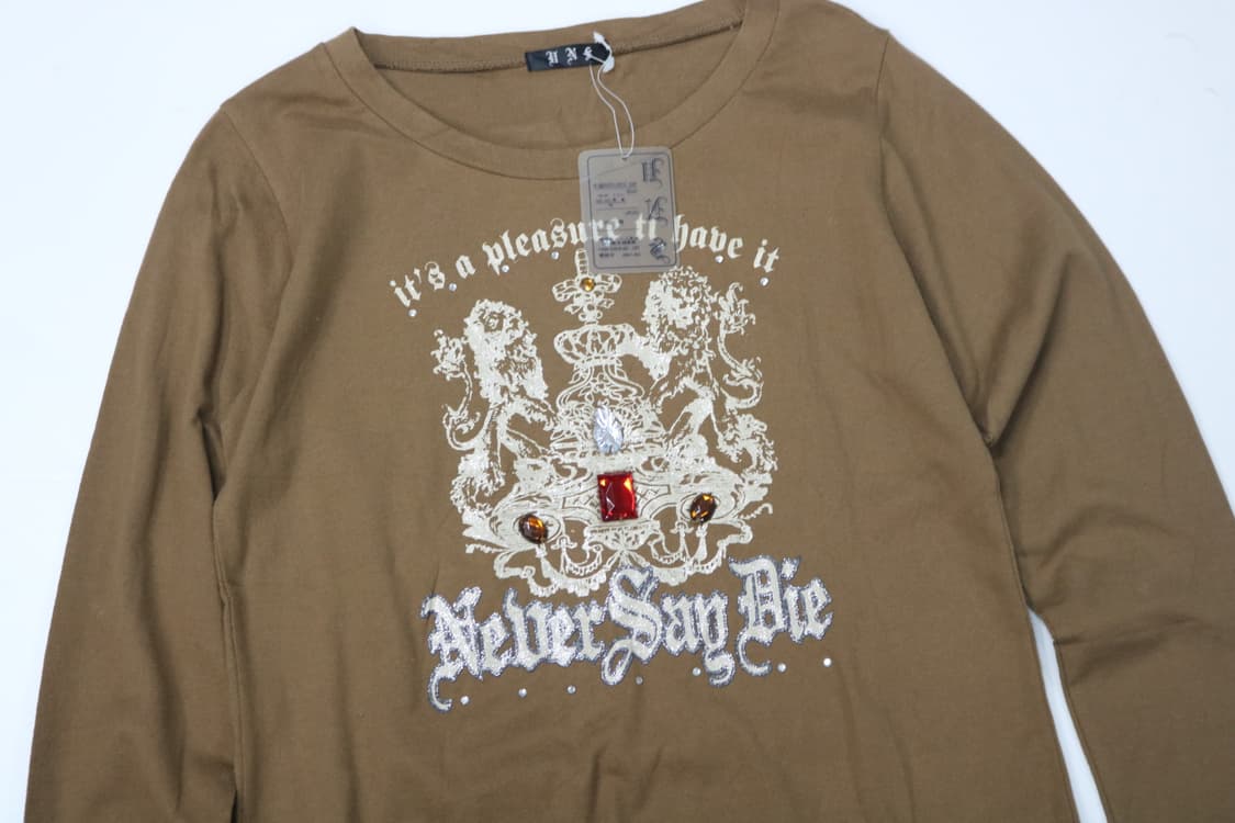 UNK 빈티지 레트로 엠블럼 쥬얼 디테일 롱슬리브 티셔츠 (M) 상품이미지3