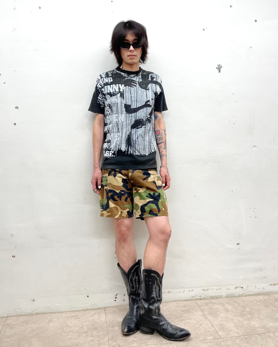 White Printed Activity Black T-Shirt  상품이미지6
