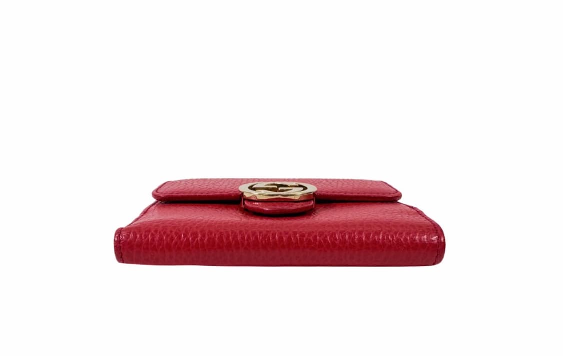 구찌 여성 GG 인터로킹 금장 레더 플랩 반지갑 레드 615525 상품이미지3