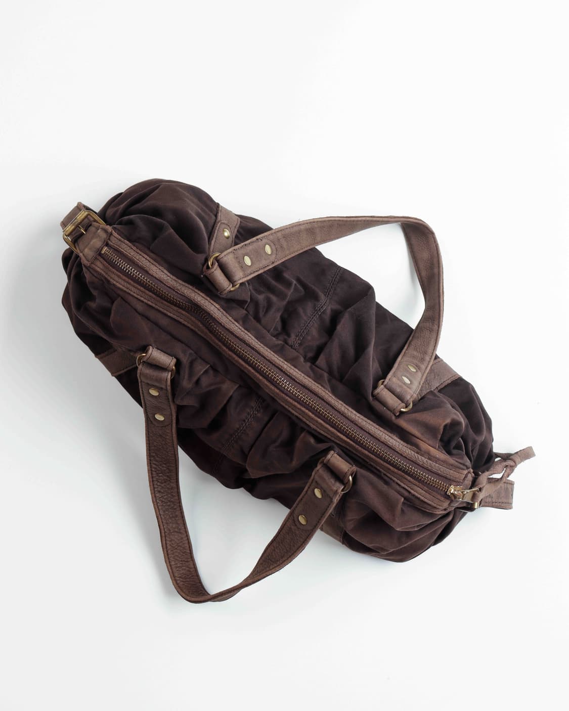 [Y.Nagata by Denim & Co.] 브라운 레더 믹스 숄더백 상품이미지6