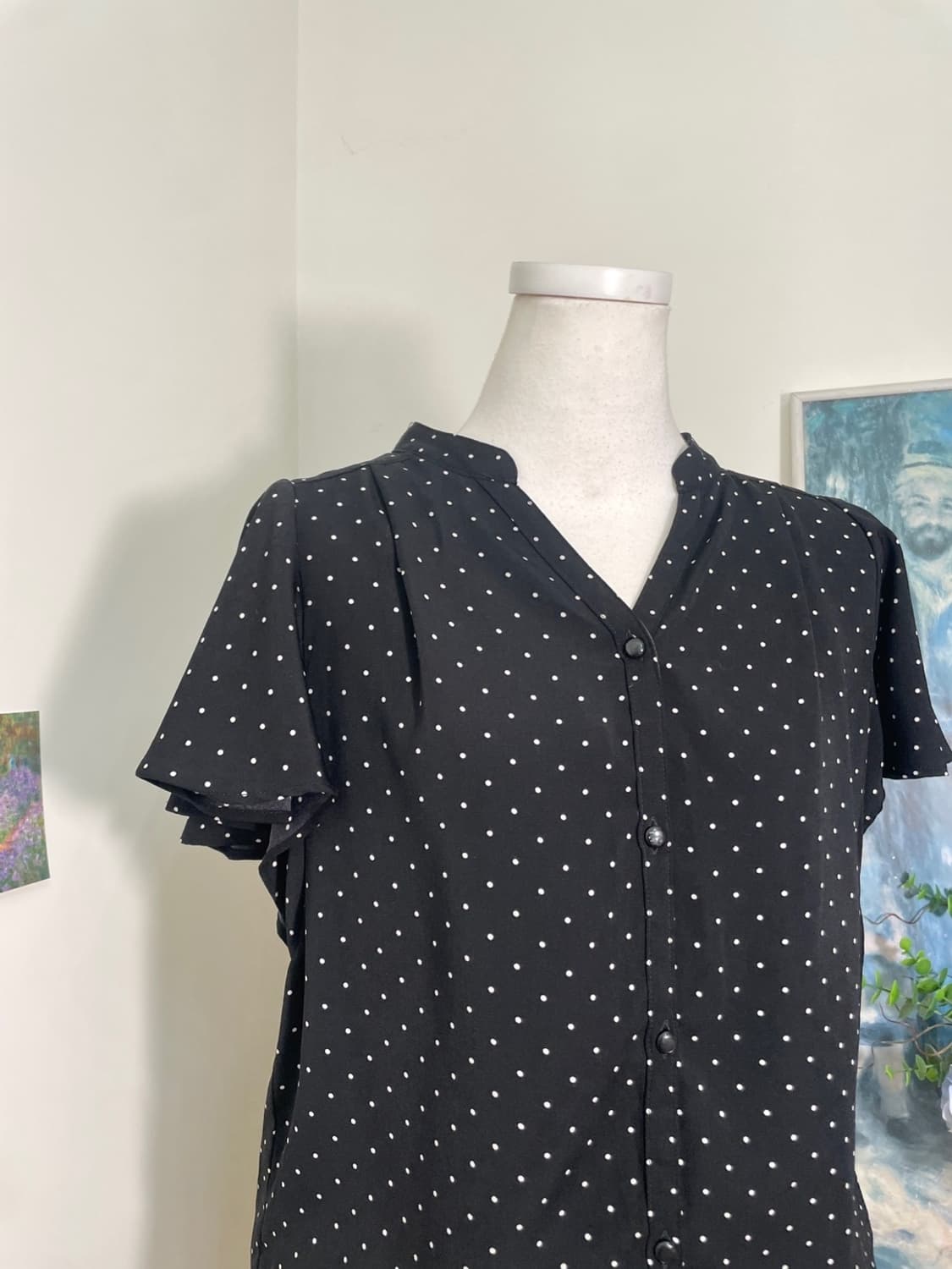 black dot shirring summer blouse(size-M) 상품이미지6
