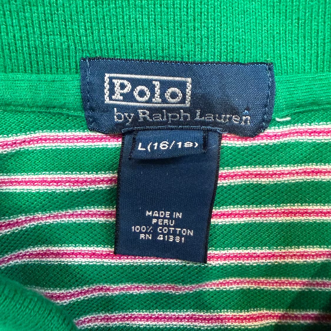 폴로 랄프로렌 그린 컬러 스트라이프 피케 셔츠 상품이미지2