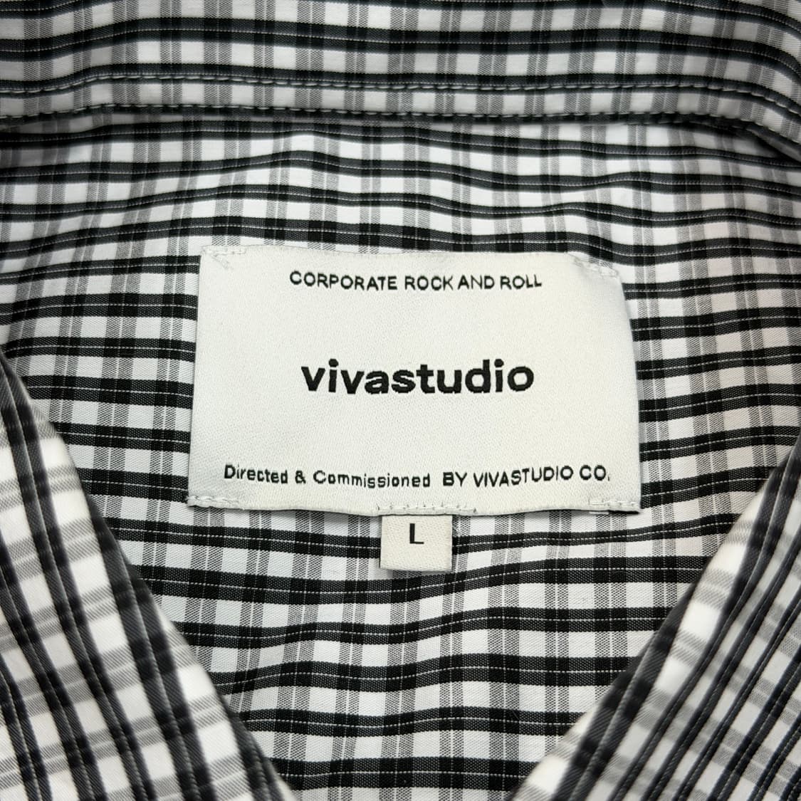 비바스튜디오 오버 체크셔츠 남방 L 블랙 화이트 상품이미지4