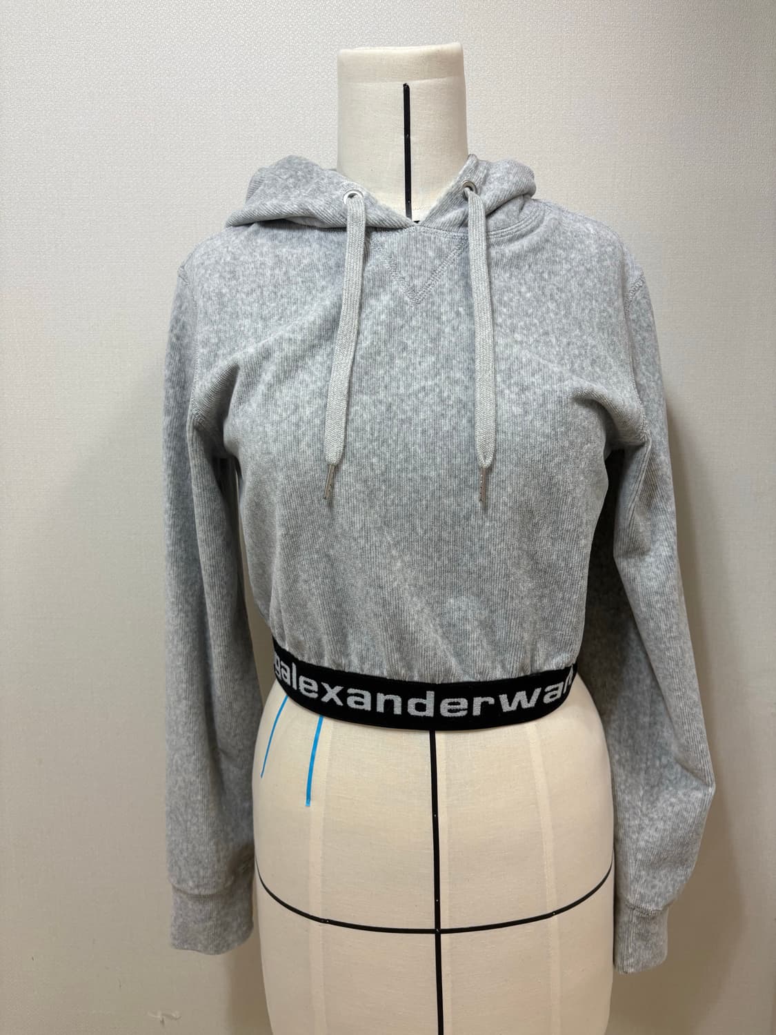 알렉산더왕 alexanderwang 벨벳 크롭후드 그레이 상품이미지1