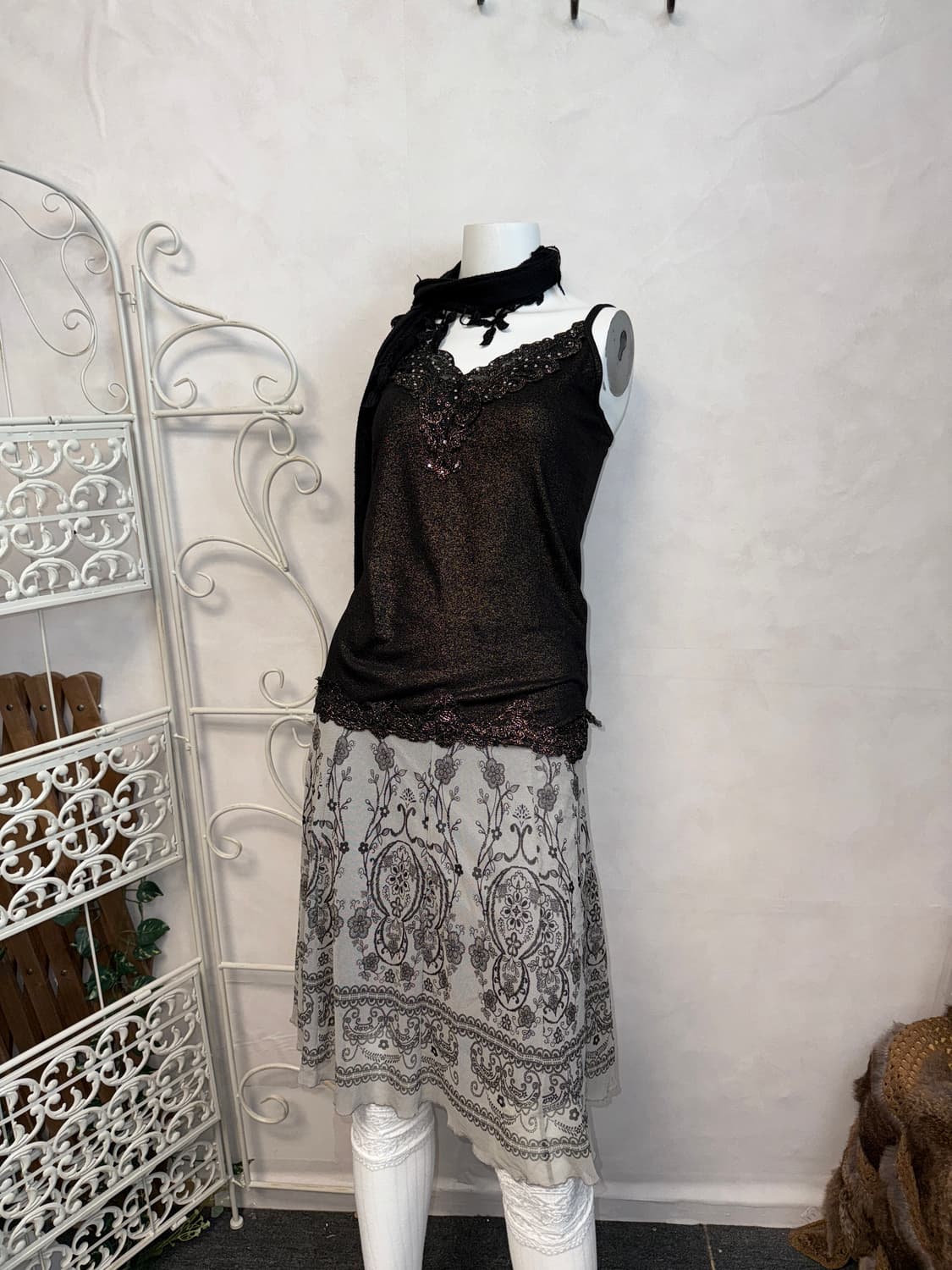 Black gold fairy lace cubic sleeveless 상품이미지5