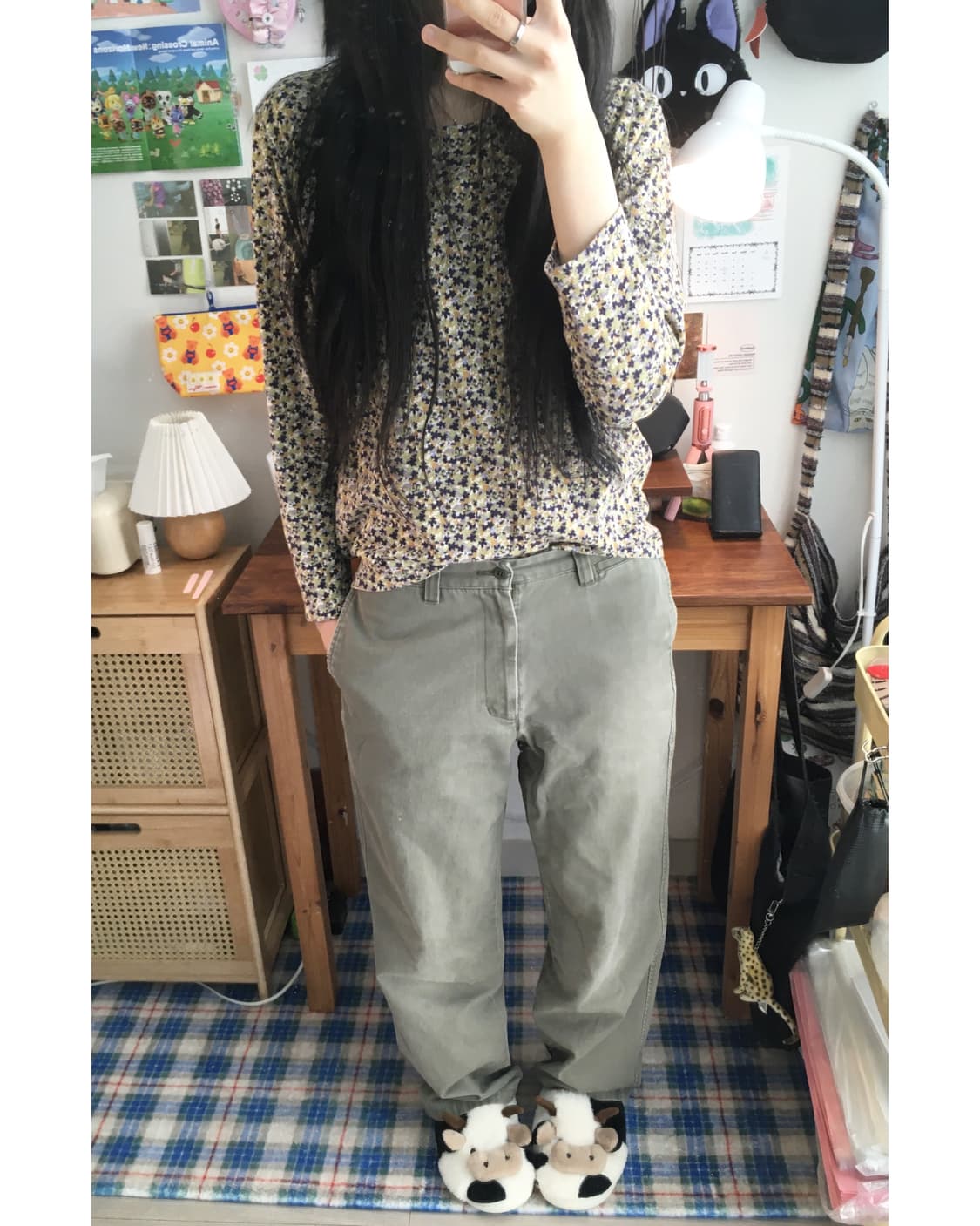 vintage straight pants light olive 상품이미지3