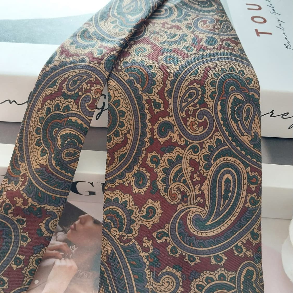 쿠펜하이머 실크 브라운 페이즐리 넥타이 9cm A+등급 K1319 상품이미지3