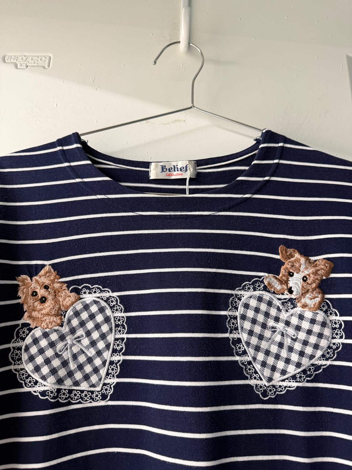일본빈티지 하구미 강아지 자수 롱슬리브 상품이미지4