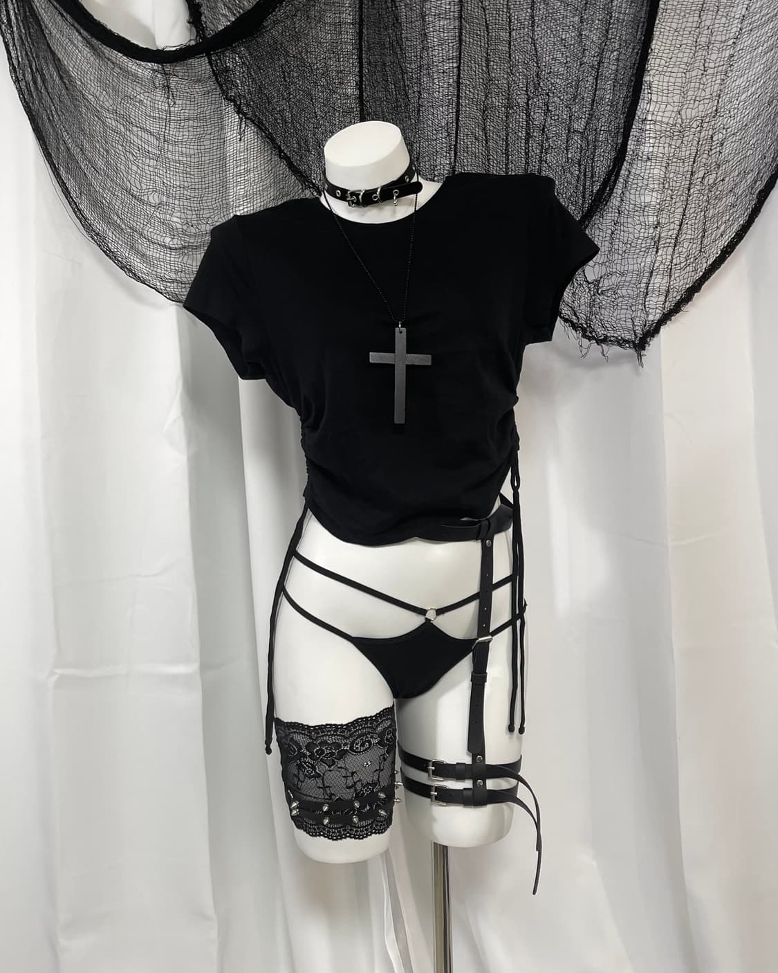 black shirring t-shirt 상품이미지2