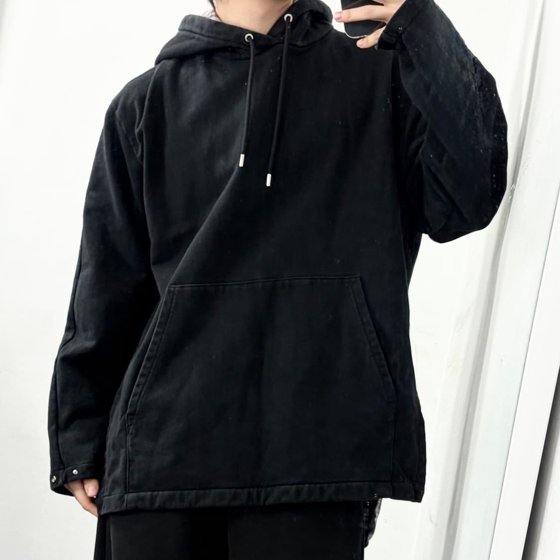 솔리드옴므 체크 레이어드 후드 상품이미지2