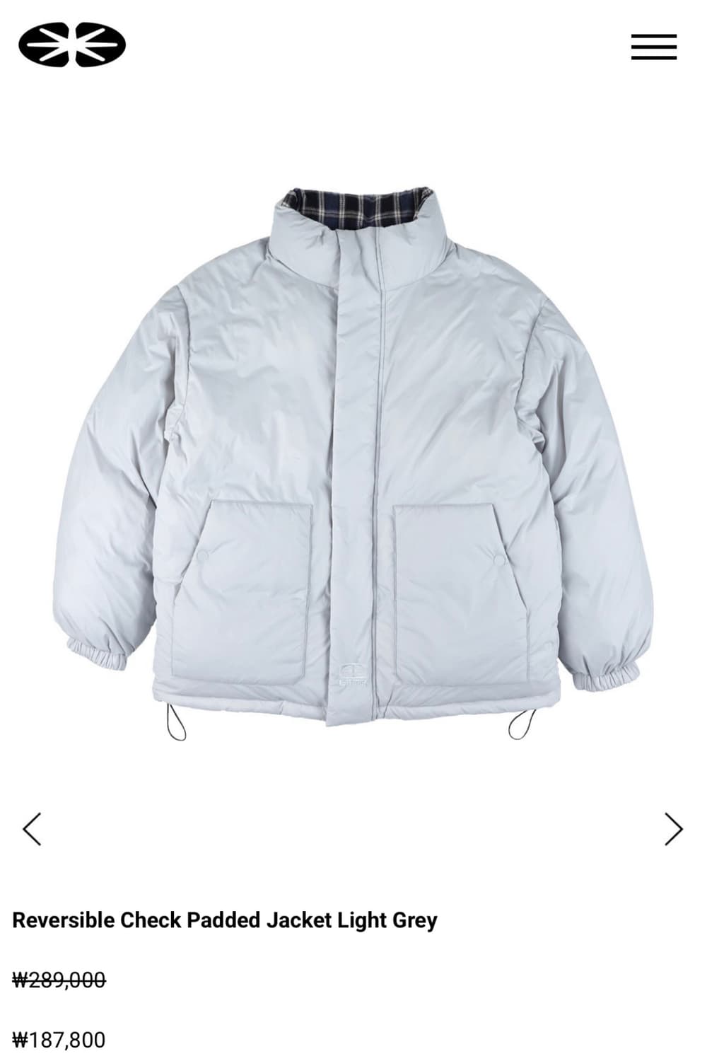 ERTR 리버시블 체크 패디드 자켓 이알티알패딩 상품이미지1