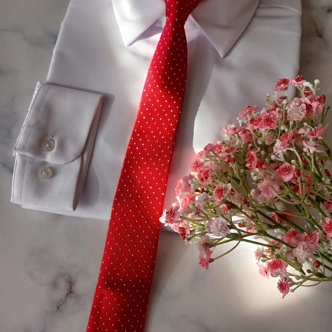 지오 송지오 실크 레드 도트 패턴 넥타이 6.5cm A+등급 A19669 상품이미지4