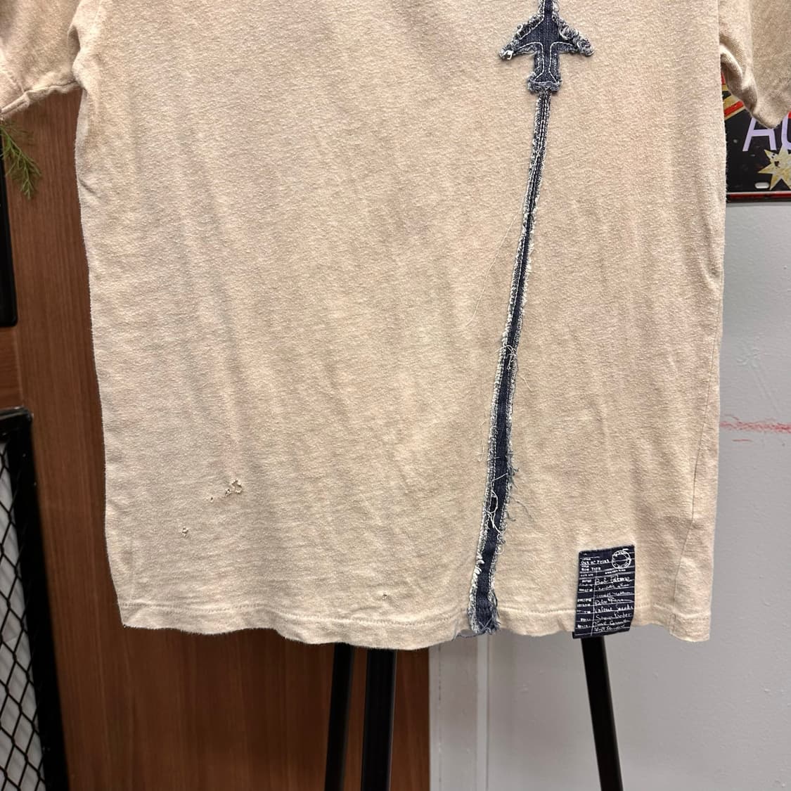Beige Denim Patch Detail T-Shirt  상품이미지6