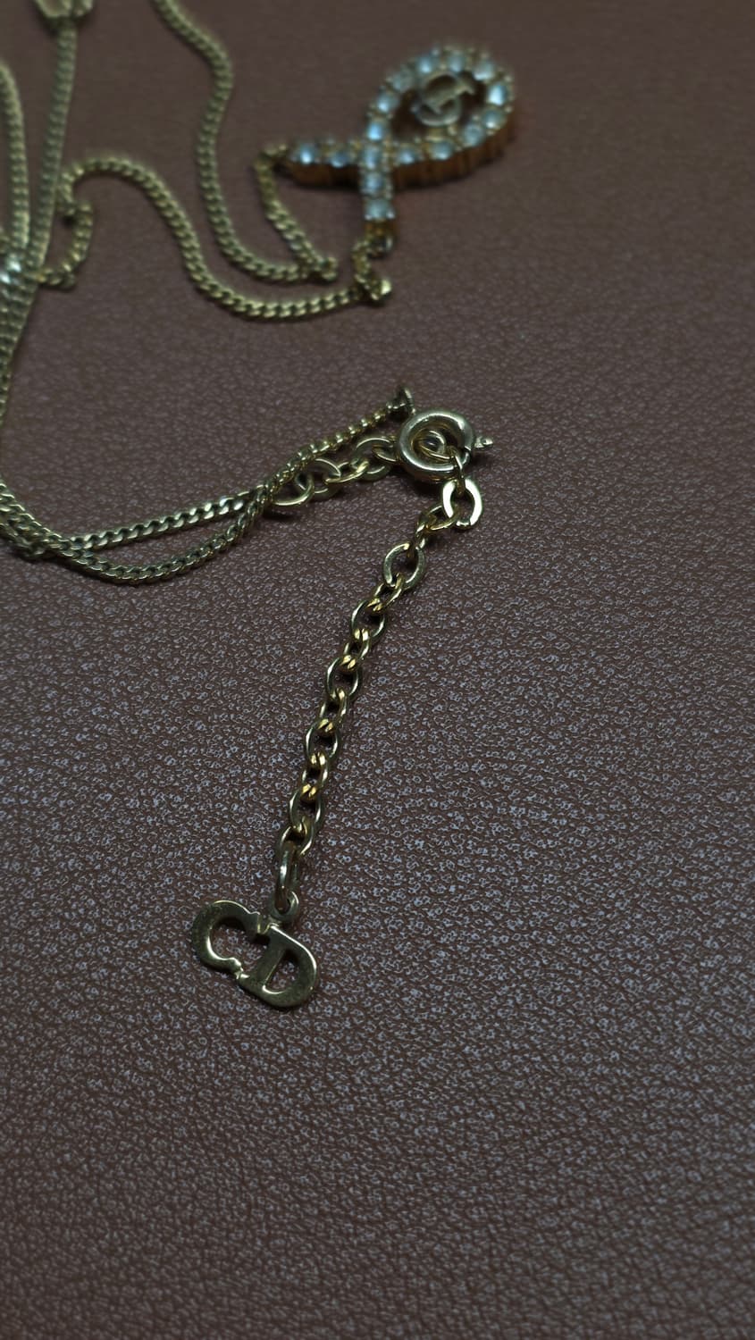 디올 Dior 정품 빈티지 꼬임 큐빅 CD 로고 목걸이 상품이미지5