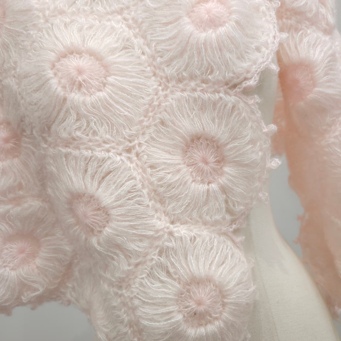 핑크 꽃장식 뜨개 머플러 숄  상품이미지6