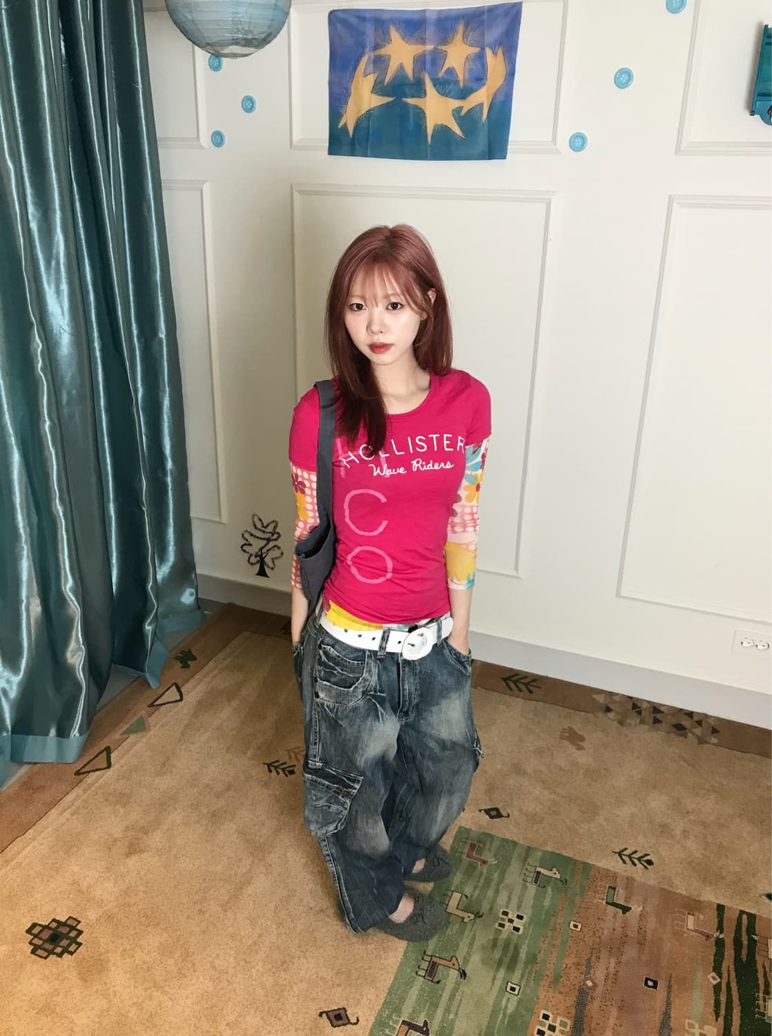 Y2k 무드 지대로••👖 매쉬 슬리브티 레이어드로 더 키치한 코디🩷 상품이미지1