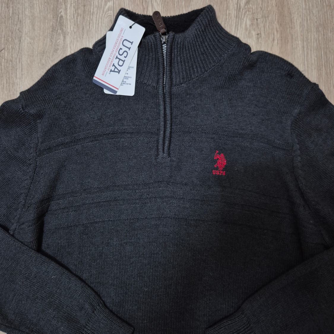 US 폴로 아센 자수로고 반집업 긴팔 니트 XL(105) 상품이미지2