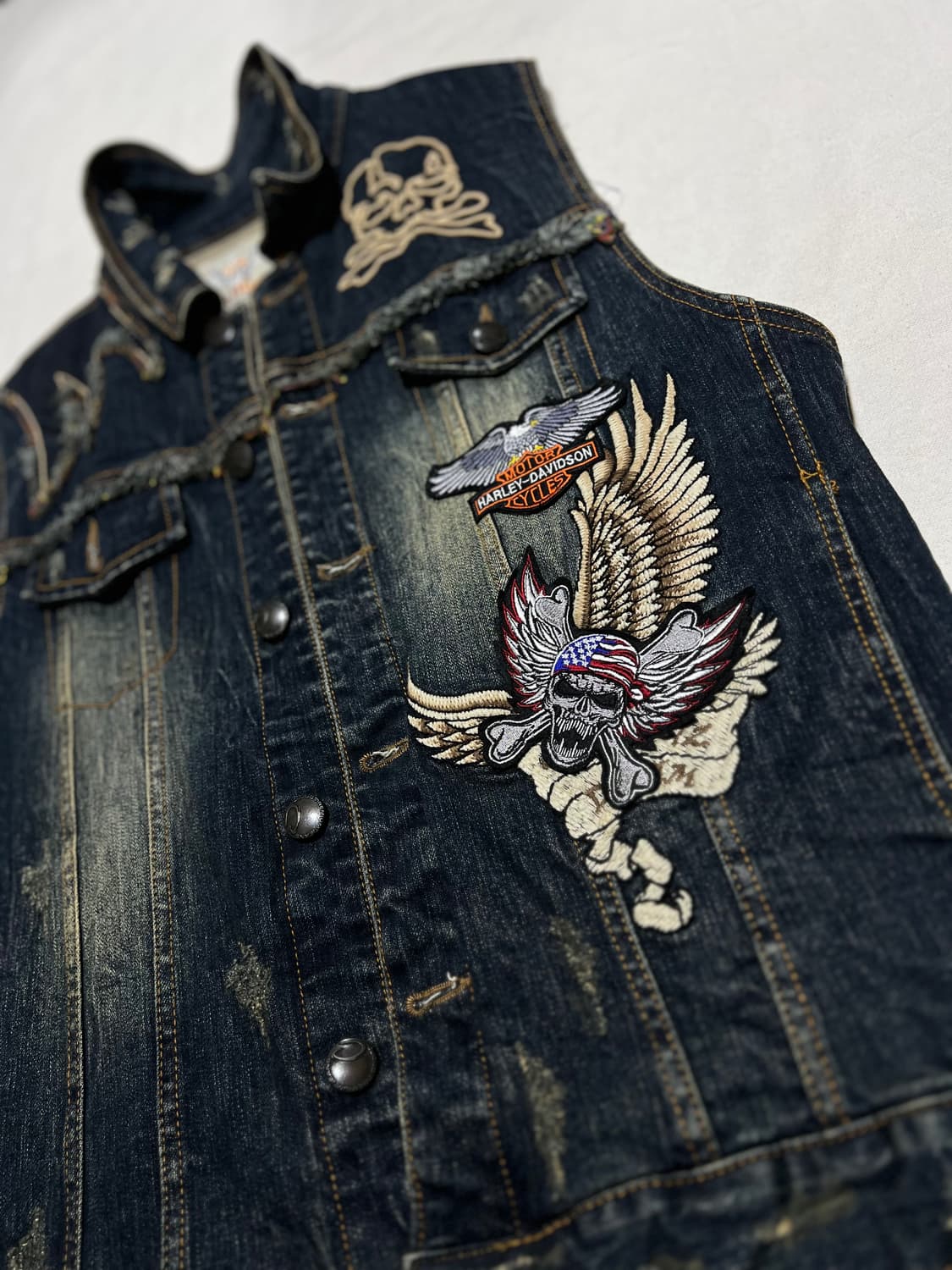 자수패치 데님조끼 XL  상품이미지2