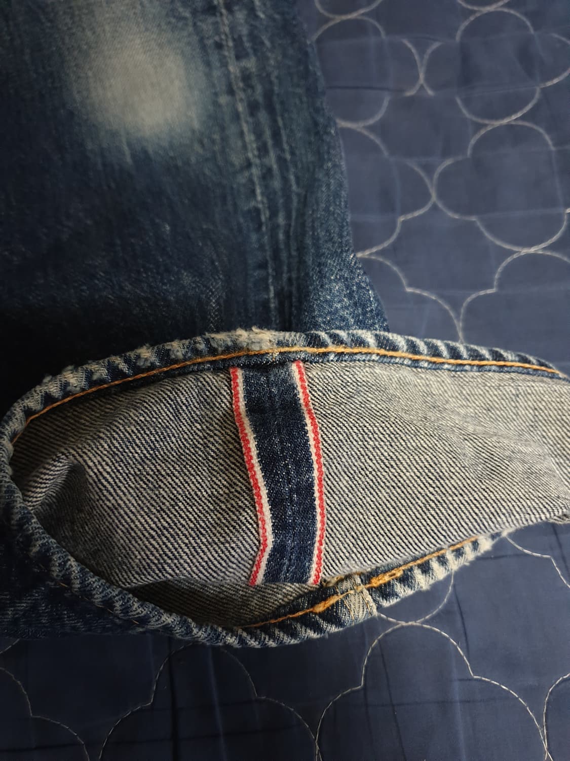 (빈티지) 보세 플레어핏 워싱 셀비지 데님팬츠 인디고 (28) 상품이미지3