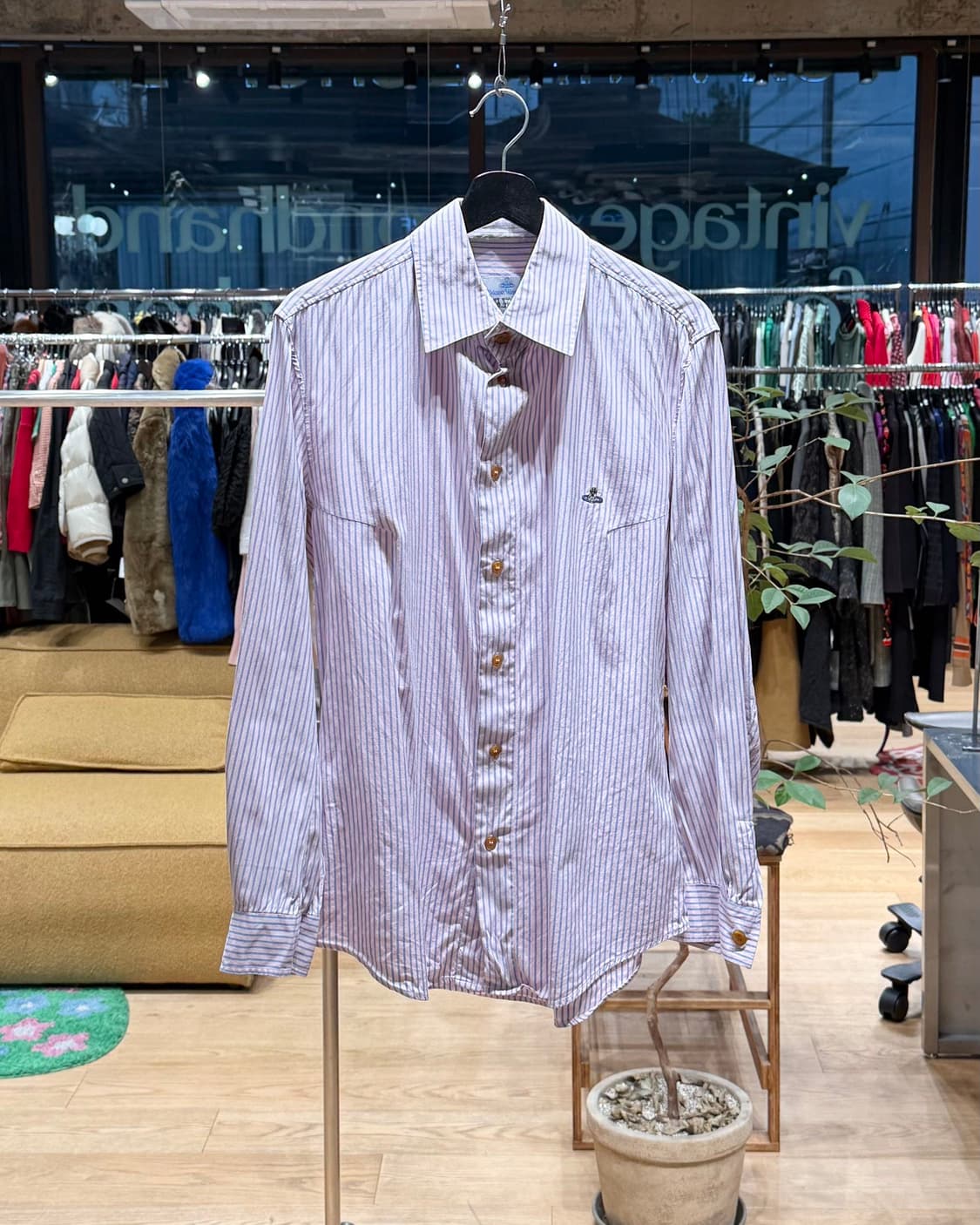 비비안웨스트우드 맨 핑크 스트라이프 orb자수 셔츠 상품이미지1